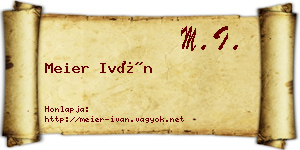 Meier Iván névjegykártya